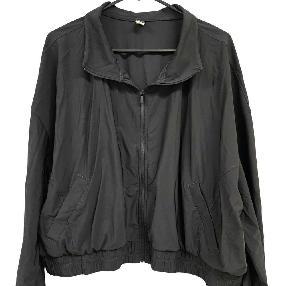 Old Navy Active‎ Women XXL Black Go-Dry SleekTech Full Zip Windbreaker Jacket